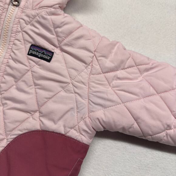Patagonia Baby Puff Rider Quilted Puffer Jacket‎ Hooded Elbow Patch Sz. 6 Months - Picture 11 of 11